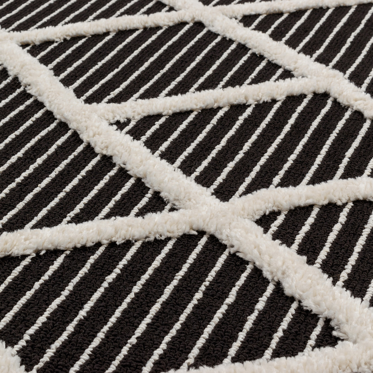 Nala - tapis moderne motif losange, noir