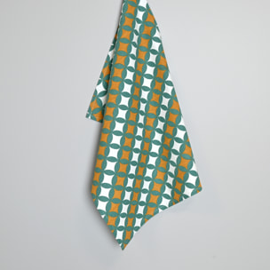 Torchons de cuisine motifs graphiques en coton - Vert