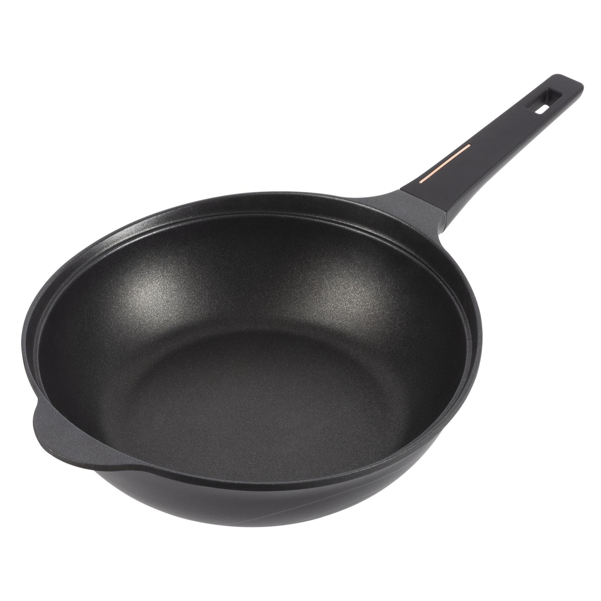 wok ø30cm en aluminio fundido color negro con revestimiento