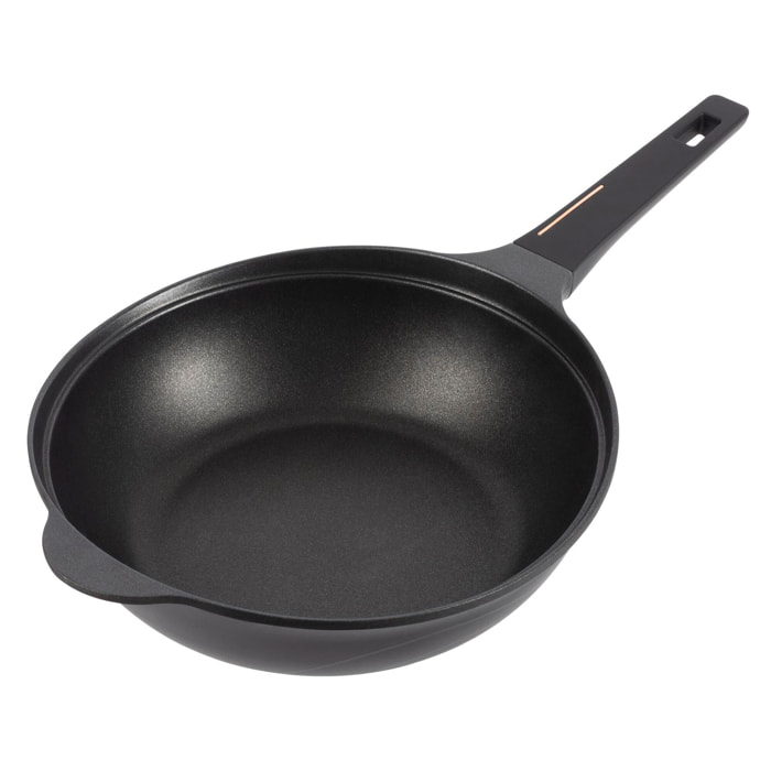 wok ø30cm en aluminio fundido color negro con revestimiento