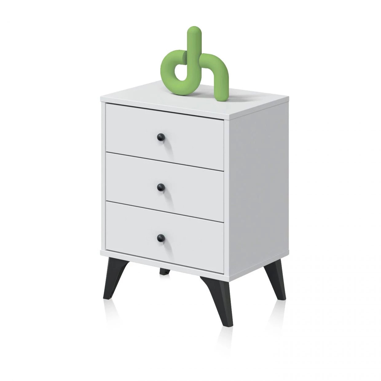 Mesita de noche Iconic Blanco Artik (Blanco Mate) - Negro