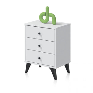 Mesita de noche Iconic Blanco Artik (Blanco Mate) - Negro