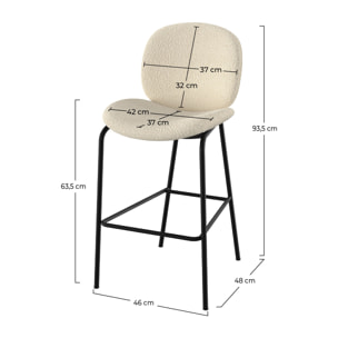 Lot de 2 chaises pour îlot central en tissu bouclé beige 63,5 cm - Iris