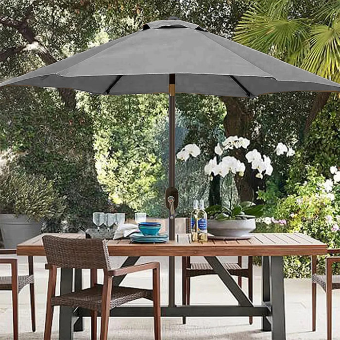 Ombrellone Da Giardino Parasole Per Balcone Con Air Vent Inclinazione Regolabile Apertura A Manovella Anti UV Per Mare Spiaggia 2.7 M Grigio