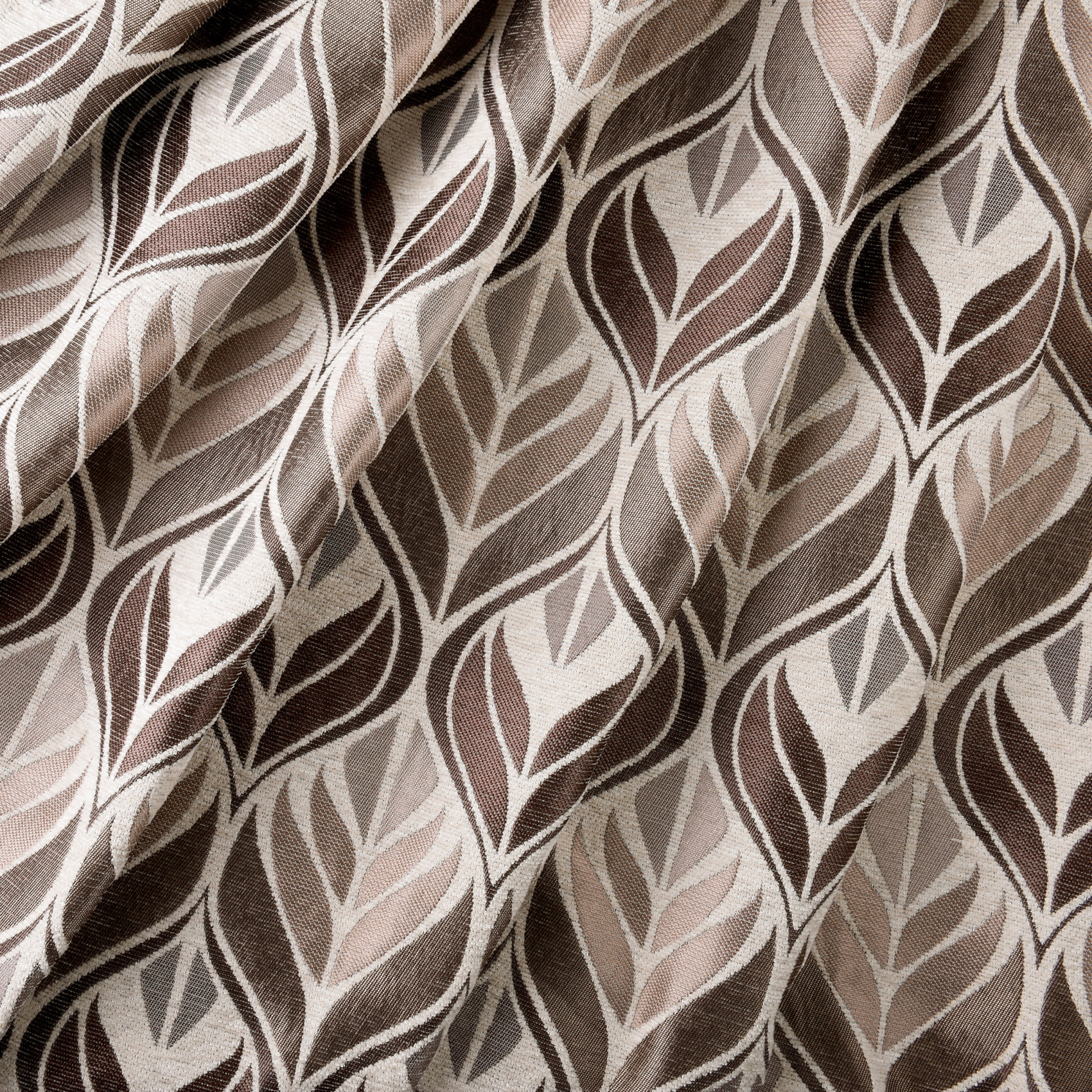 Rideau motif art déco  - Effet velours à oeillets - Taupe