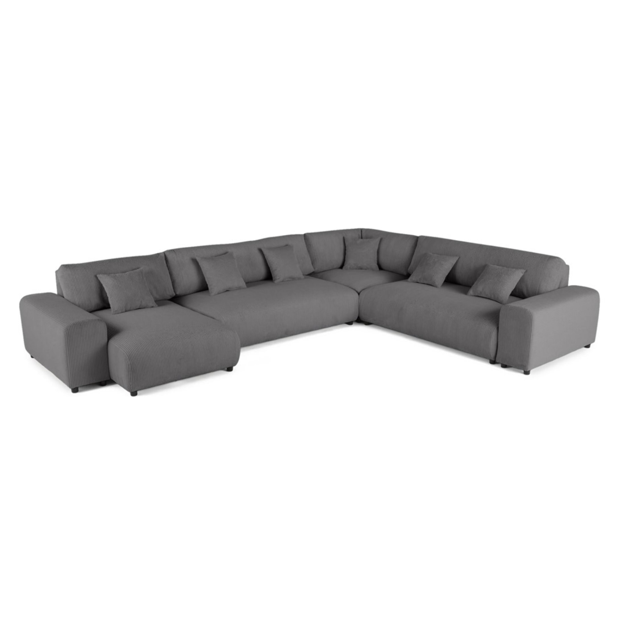 Garance - canapé modulable d'angle droit - 8 places - en velours côtelé - Gris foncé
