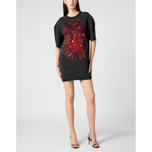 PHILIPP PLEIN Open Back T-Shirt Dress Butterfly Tattoo