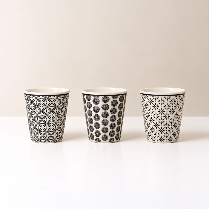 Lot de 6 gobelets café en porcelaine - décors assortis 10cl GRAPHIK