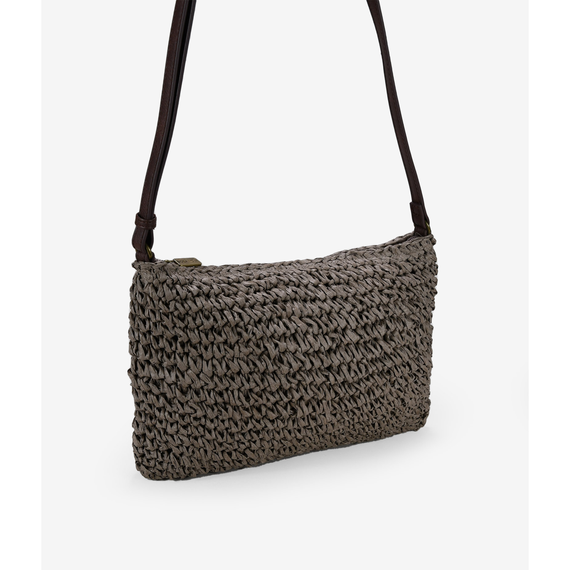 Bolso bandolera de rafia marrón