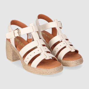 Sandalias de Piel - Blanco - Tacón: 7 cm