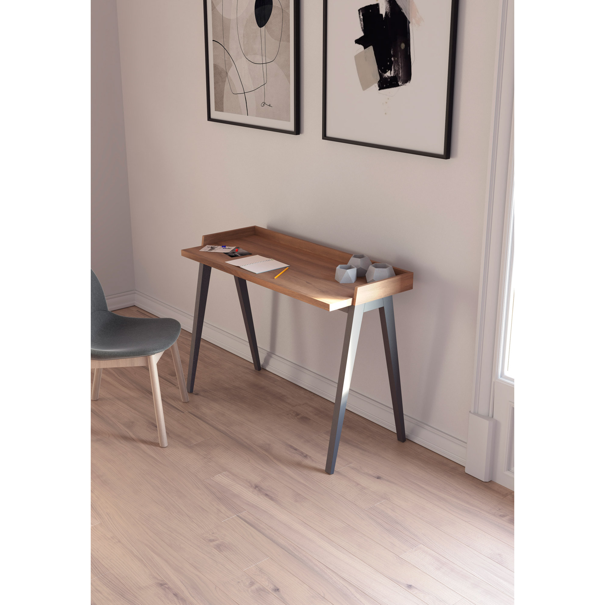 Escritorio Paris nogal y grafito 81x111x50