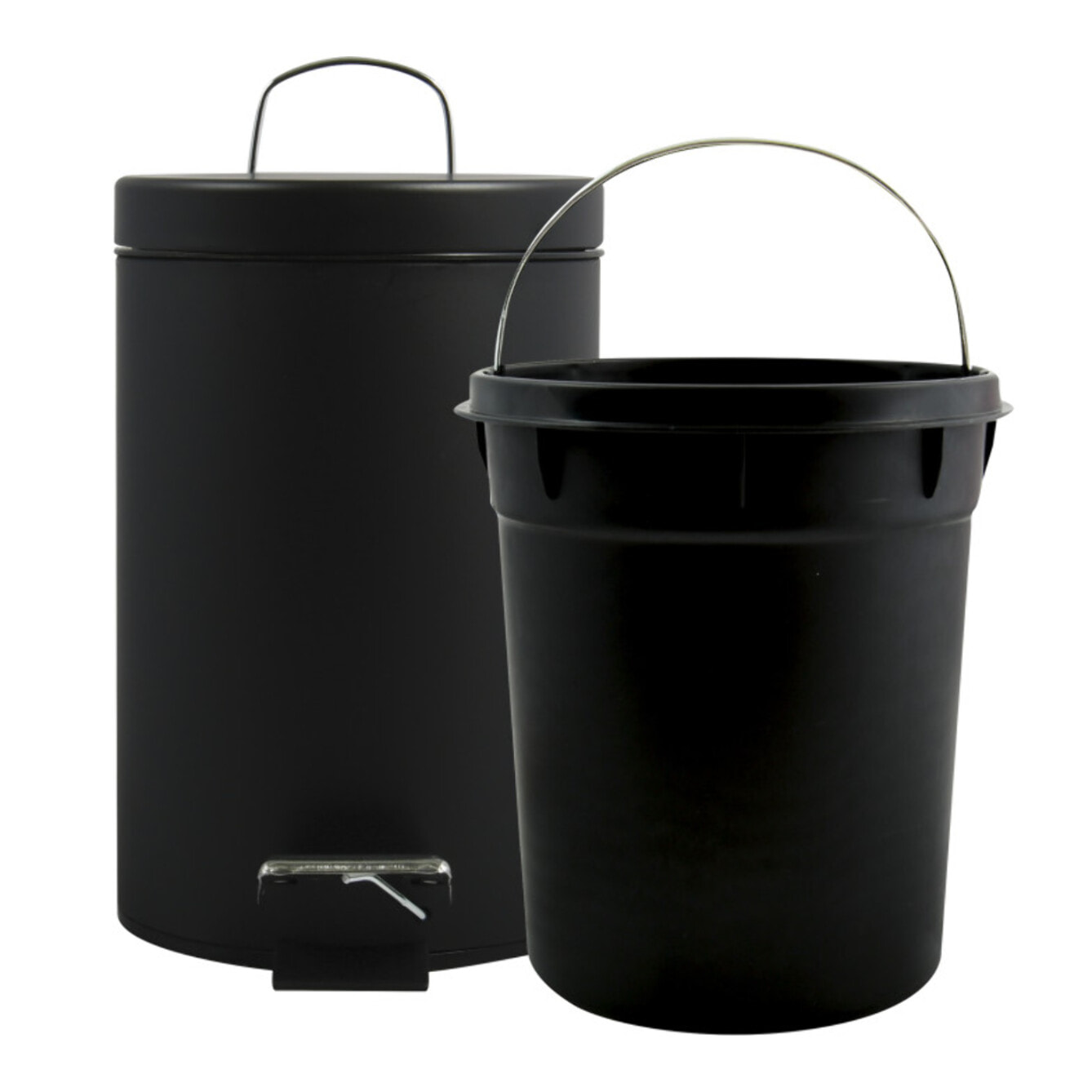 Poubelle à pédale Inox 3L Noir MSV