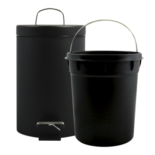 Poubelle à pédale Inox 3L Noir MSV