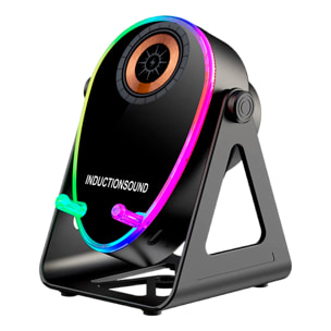 Altavoz H68 con tecnología de inducción inteligente que amplifica el sonido al colocar el móvil encima. Con Bluetooth, carga inalámbrica de 15W y luces LED multicolor.