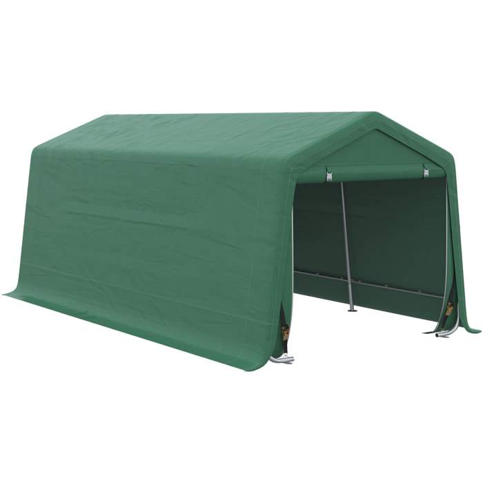 Tente garage carport dim. 6L x 3l x 2,62H m acier galvanisé PE haute densité 180 g/m² imperméable anti-UV vert