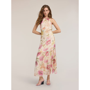 Motivi - Vestido largo de gasa con estampado - Beige