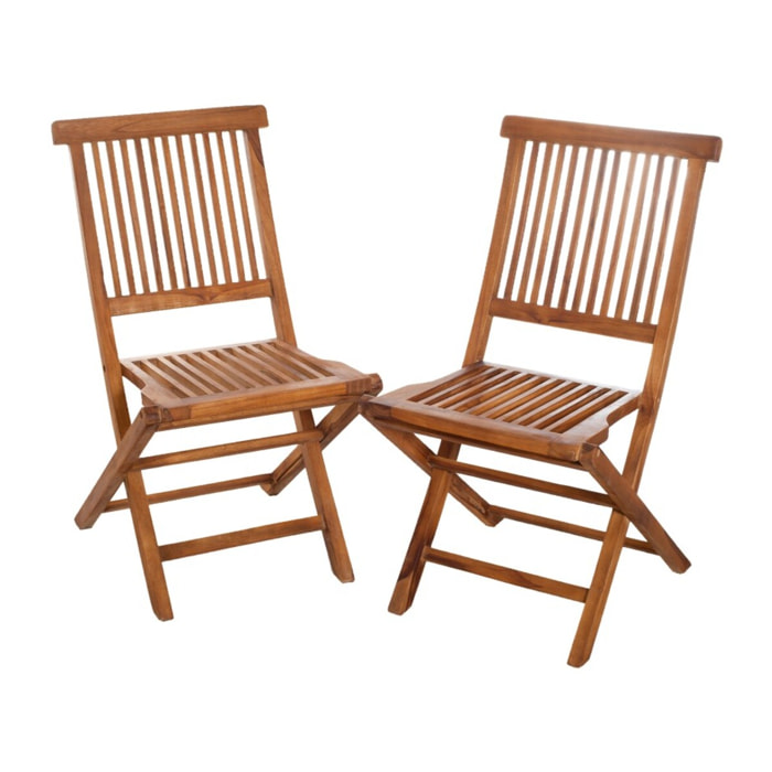 MAEVA - Ensemble de 2 chaises de jardin Java en bois Teck huilé