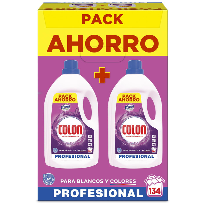 Colon Vanish Detergente Pack Ahorro Gel 134 Lavados (2x67 Lavados)