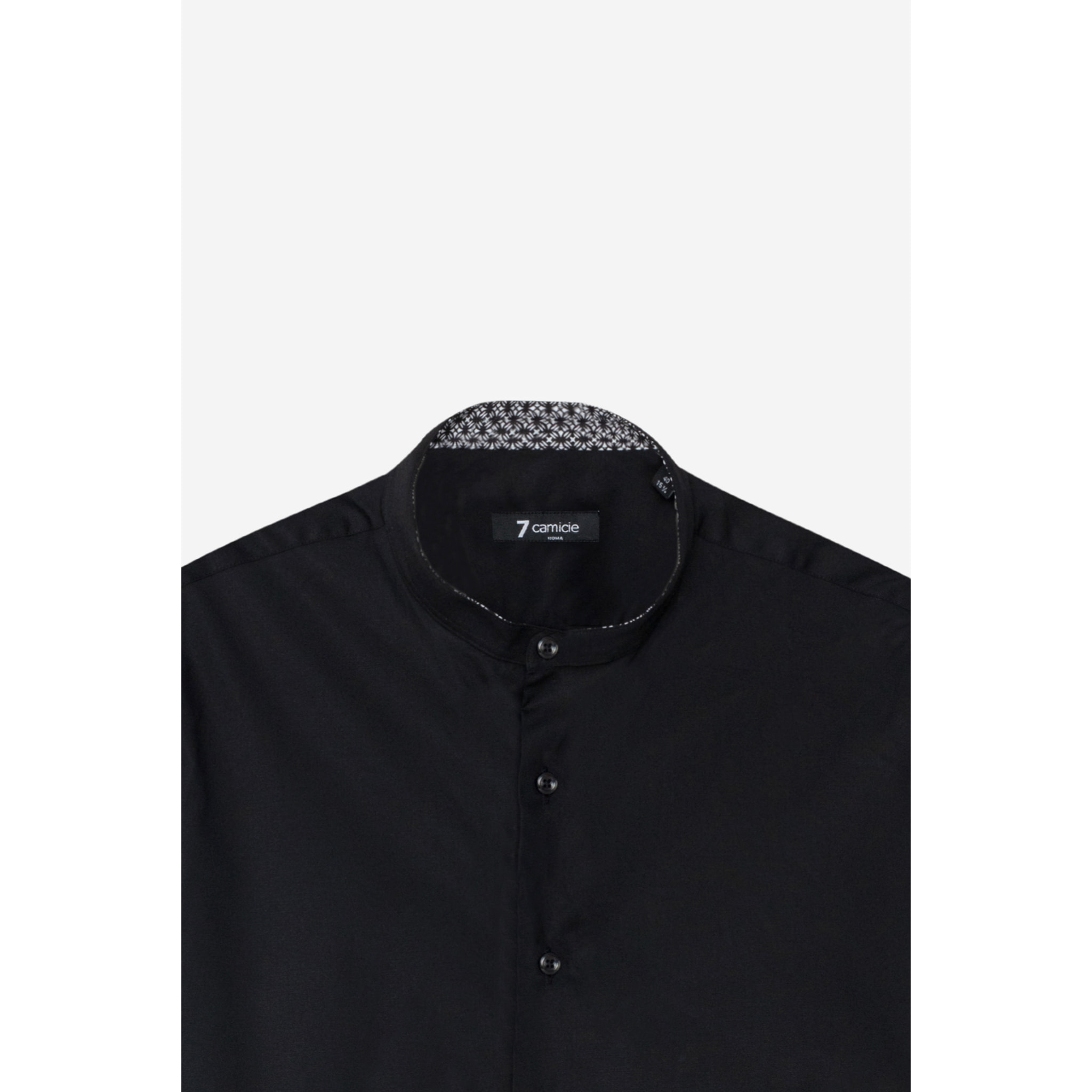 Camicia Uomo Coreano Slim Popeline Stretch Unito Nero