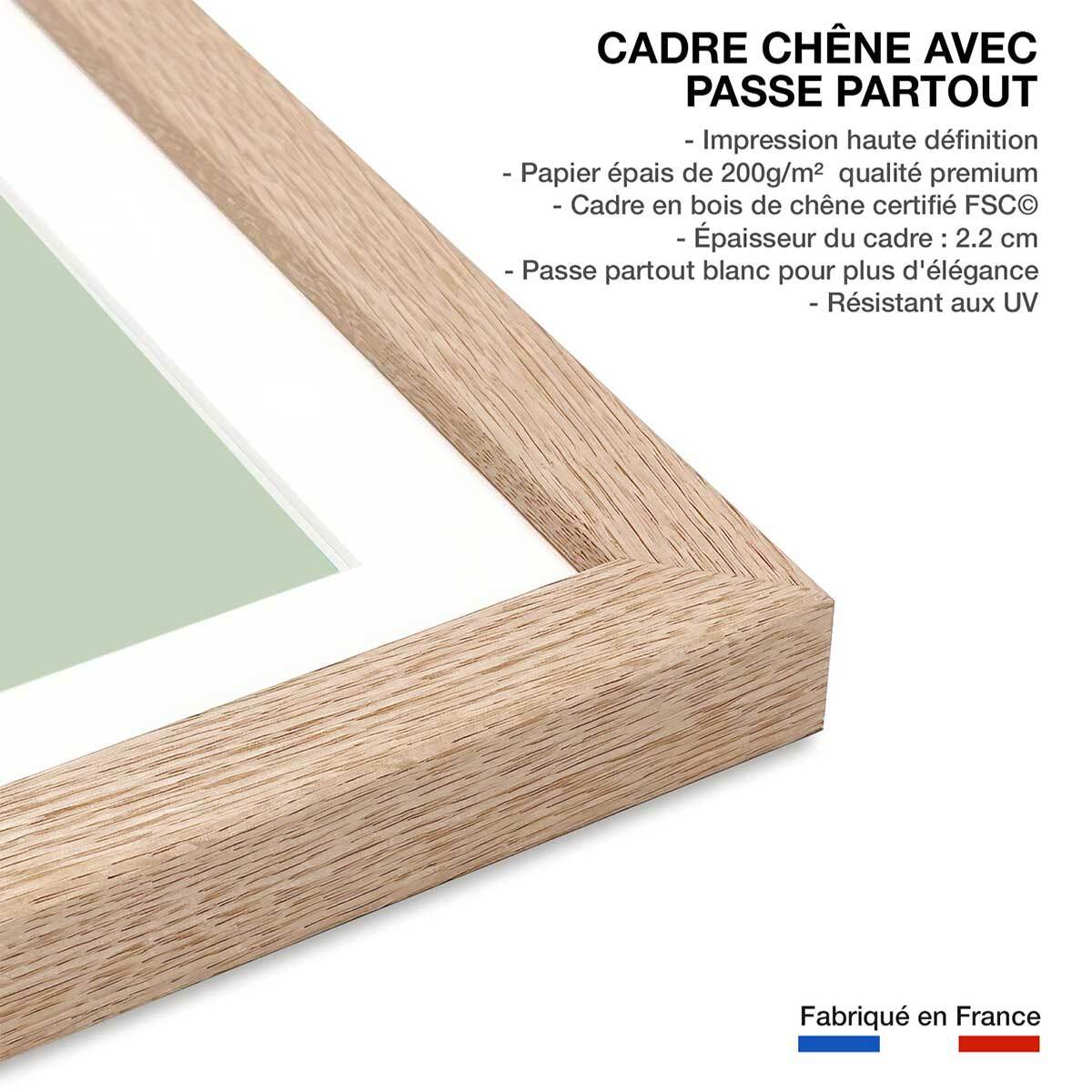 Affiche enfant raton sur sa branche  Affiche + cadre en bois - Chêne