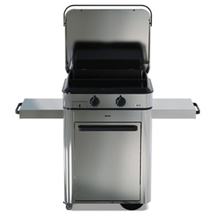 Plancha gaz ENO Enosign 65 inox 2 brûleurs sur chariot, 56x40 cm