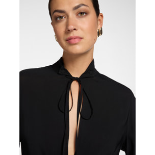 Elena Mirò - Blusa de crepé de China - Negro