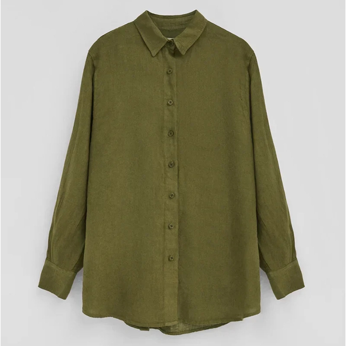 Camisa verde musgo de lino con corte relajado y bordado Polo Club