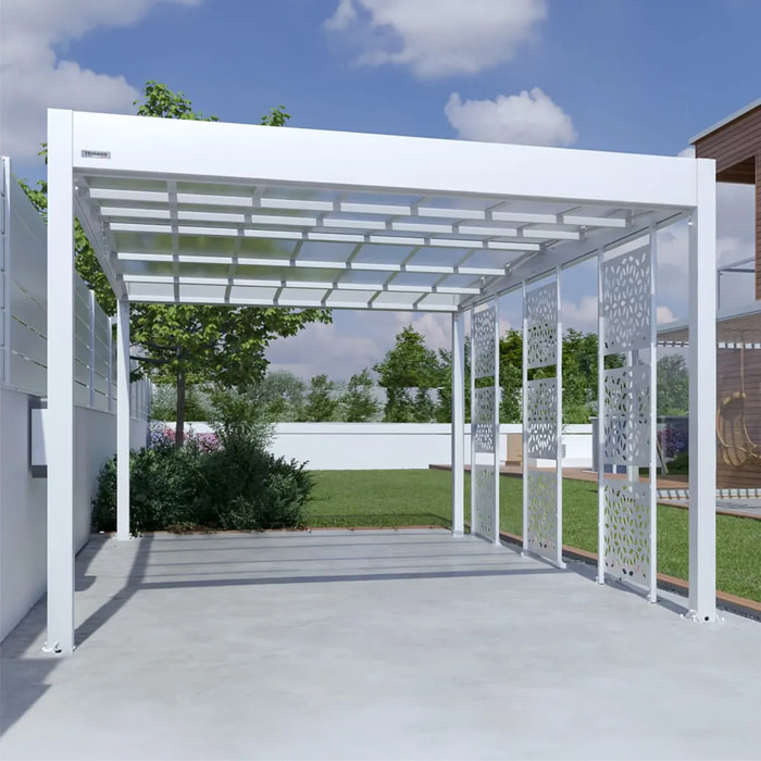Carport voiture aluminium Blanc Trigano - LIBECCIO + 3 claustras