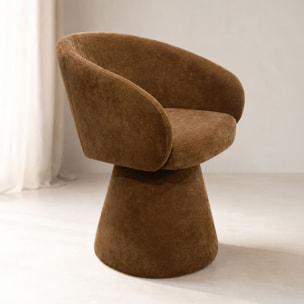 Fauteuil de table pivotant en velours terre de sienne ALBA