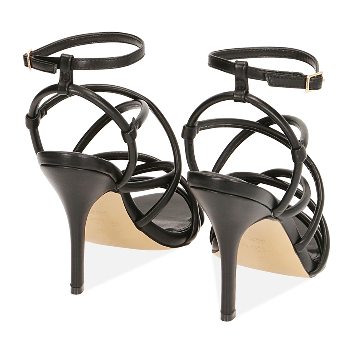 Sandali cage neri, tacco 10,5 cm