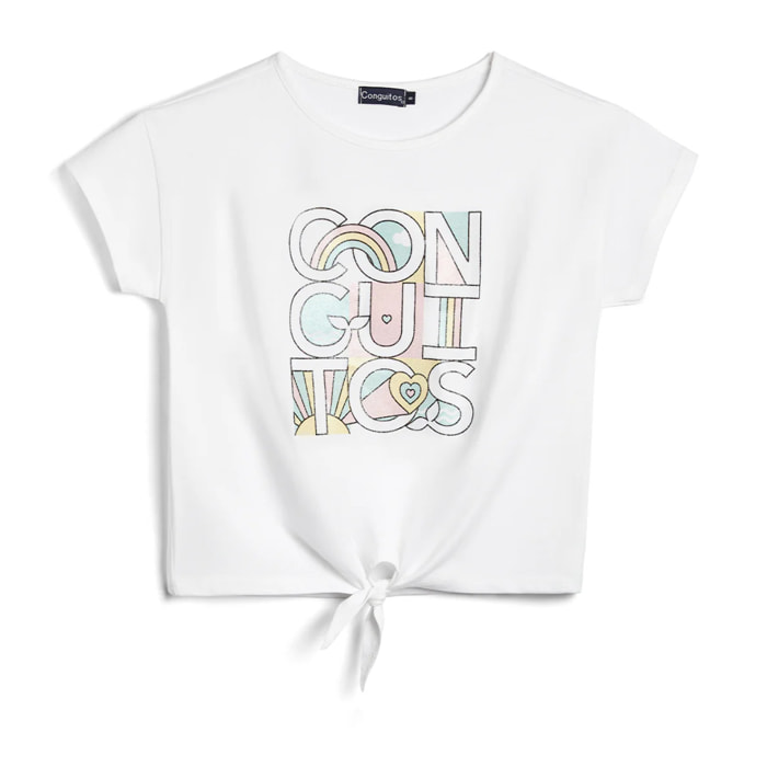 Camiseta de Niña Estampado Unicornio Blanco