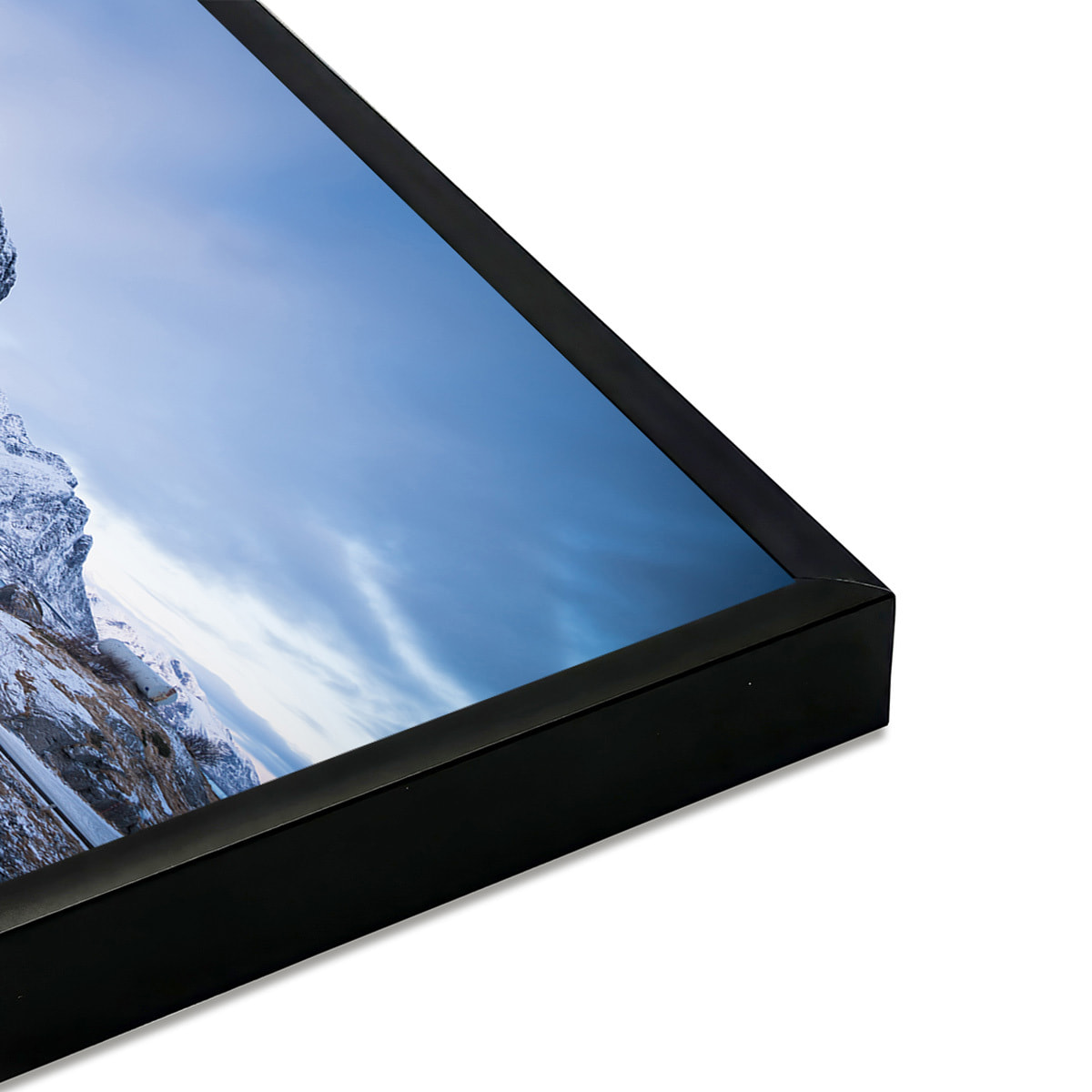 Affiche encadrée fjord nordique et cabanes rouges Affiche + cadre en métal - Noir