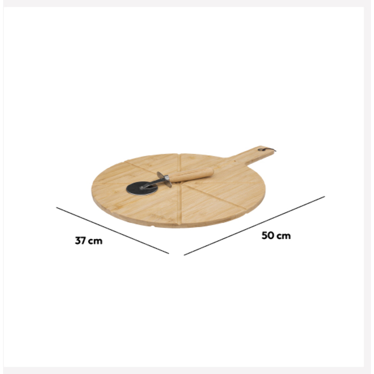 Planche à découper pizza avec roulette 37cm Bambou