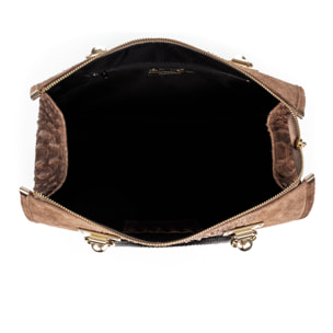 Borsa tote da donna Anacapri. Vera pelle scamosciata con stampa coccodrillo.