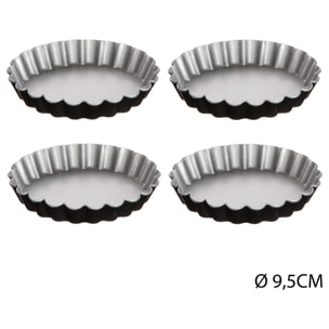 4 moules à tartelettes "Signature" 12cm en métal