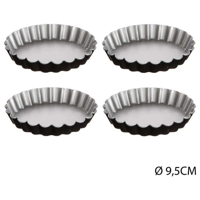 4 moules à tartelettes "Signature" 12cm en métal