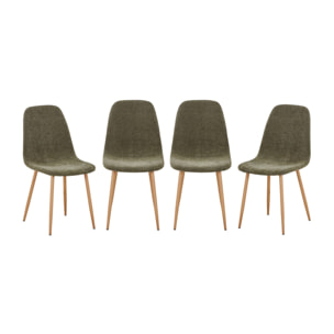 Chaise décor bois et tissu (lot de 4) VERA