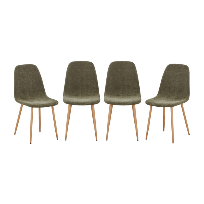 Chaise décor bois et tissu (lot de 4) VERA