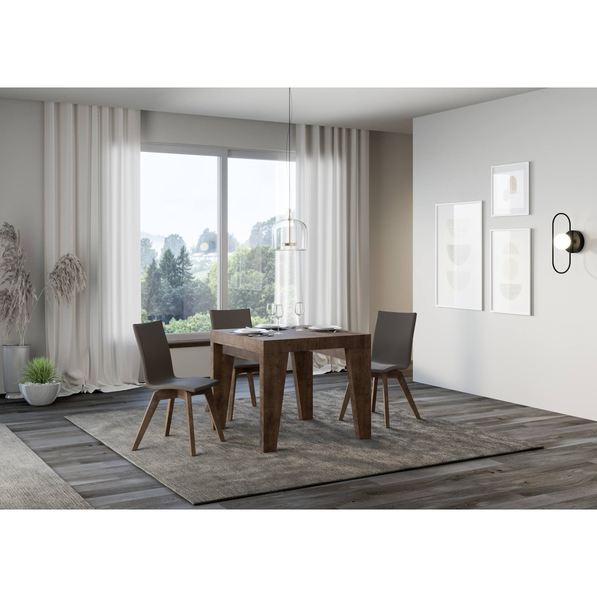 Table extensible 90x90/246 cm Naxy Premium Noyer