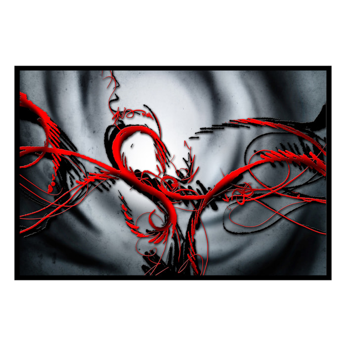 Affiche encadrée art abstrait rouge et noir Affiche + cadre en métal - Noir