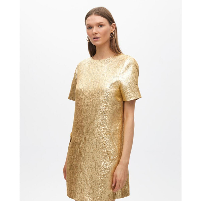 Abito corto craquelato dorato