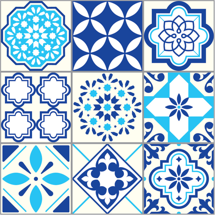 Stickers muraux - Sticker Mural Carrelage adhésif Cuisine Salle de Bain - 9 STICKERS CARRELAGES AZULEJOS GIOACCHINO