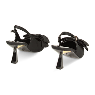 Décolleté slingback nere, tacco 8 cm