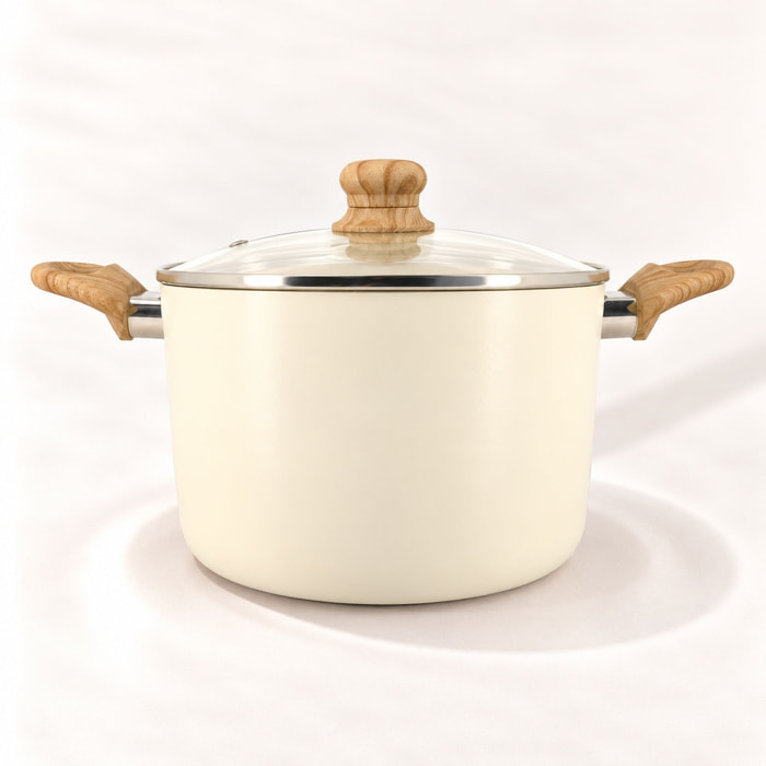 Faitout 24cm avec revêtement céramique crème - tous feux COLORAMA