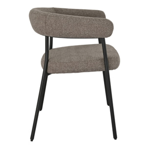 Set 2 sedie da pranzo Trivio in tessuto marrone con gambe in acciaio grigio