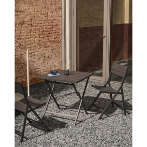 Kave Home - Tavolo da esterno pieghevole Torreta in alluminio con finitura grigio scuro 70 x 70 cm