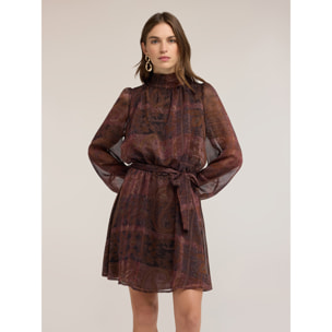 Motivi - Vestito corto in chiffon con stampa - Marrone