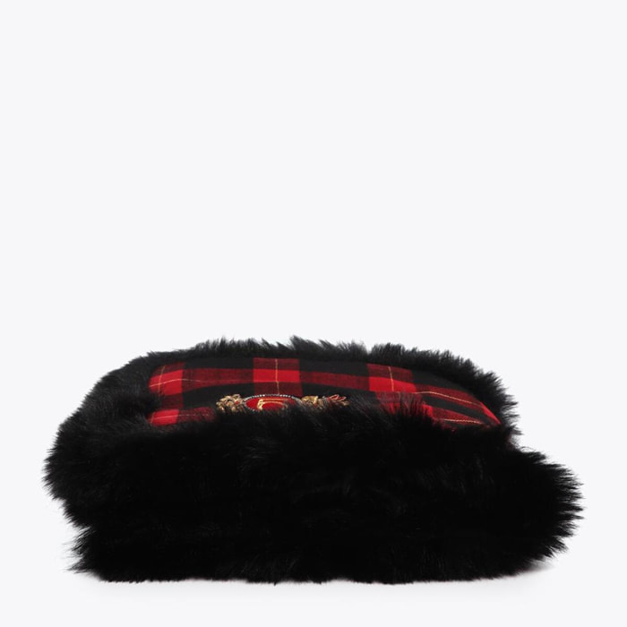 Sciarpa reversibile tartan ed effetto pelliccia