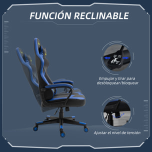 Silla Gaming de Oficina Ergonómica Altura Ajustable Azul