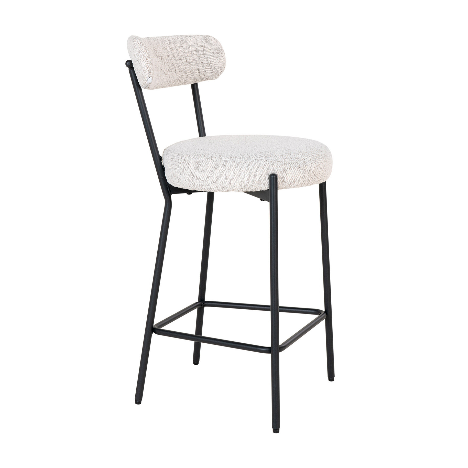 Ivanec - tabouret de bar - en tissu bouclette - Noir / Blanc